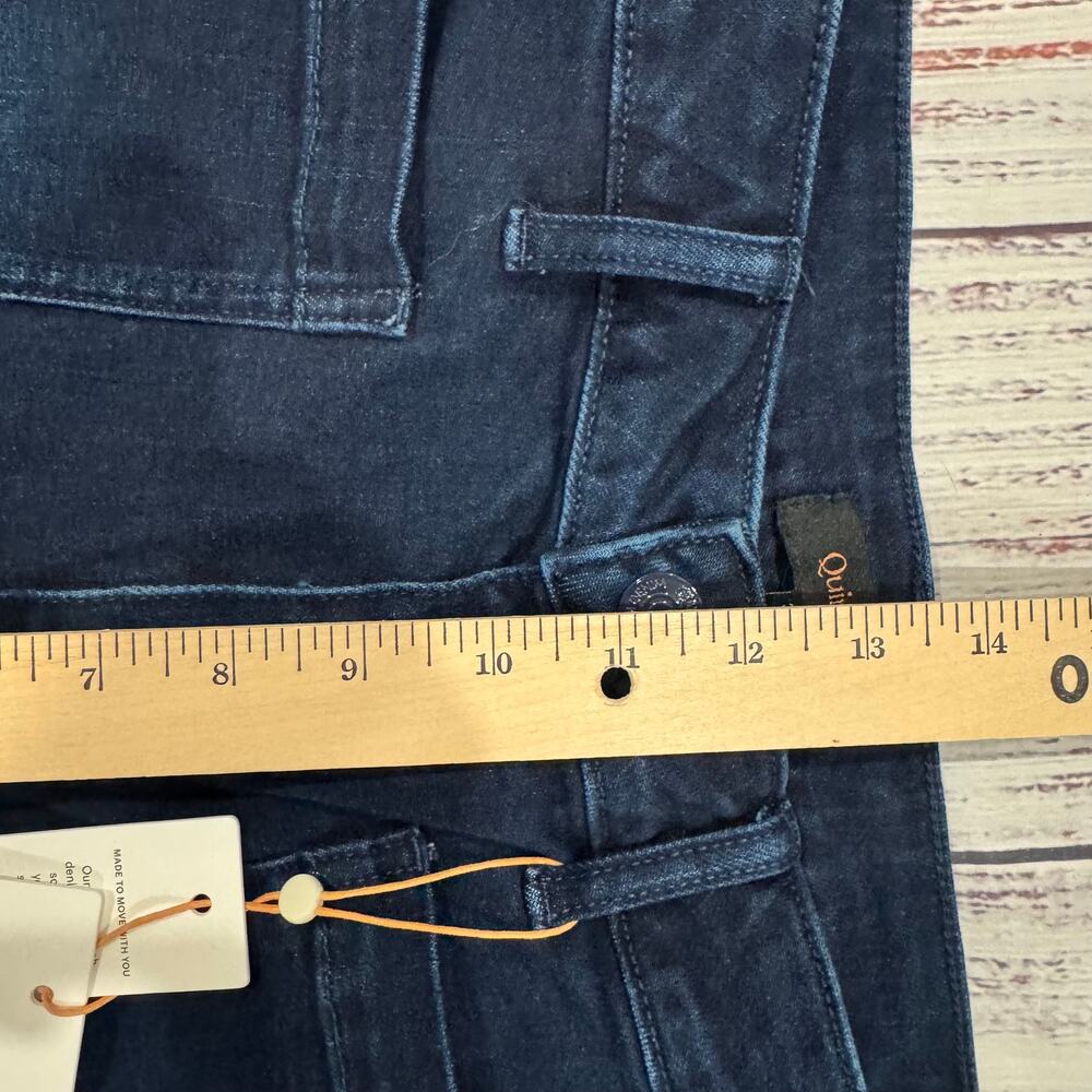 Quince Womens 33x24 Bella High Rise Patch Pocket Wide Leg Jeans Blue Cropped NWT - Picture 10 of 12